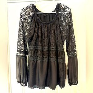 Charlie B Made in Italy long sleeve boho lace blouse